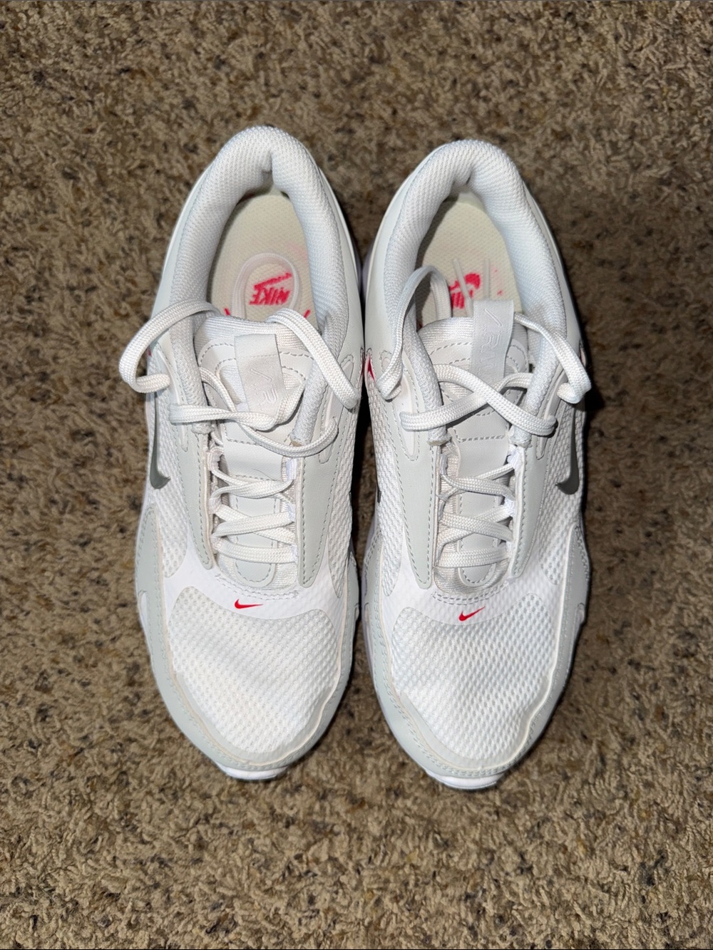 Nike White Athletic Sneakers with Small Red Accents